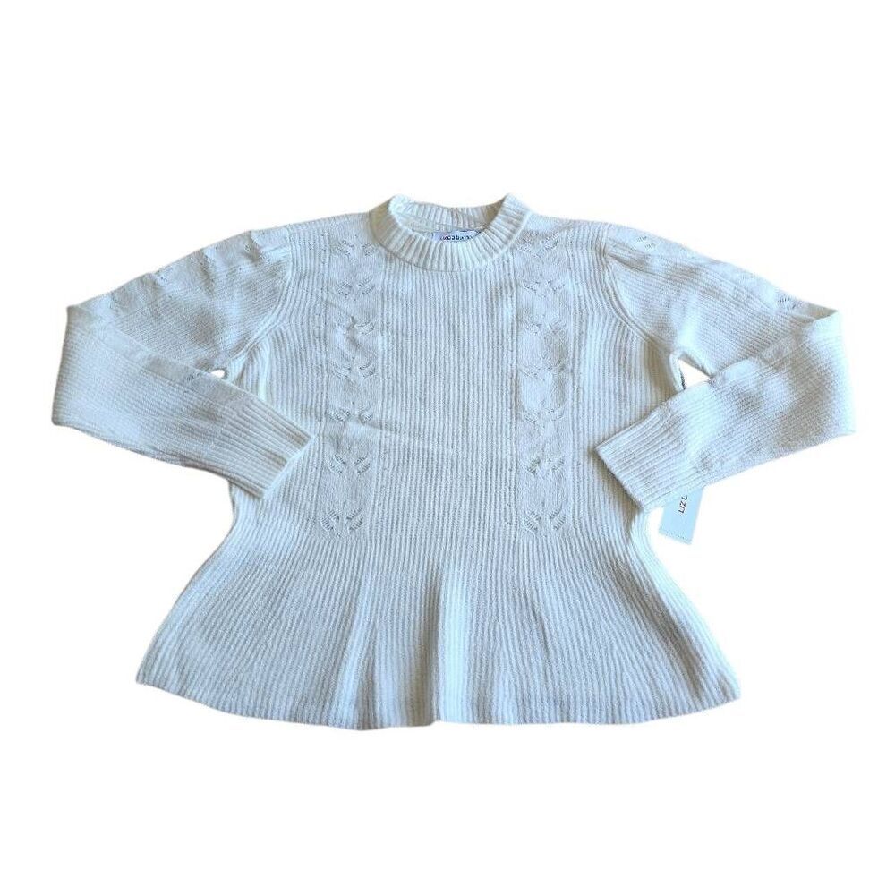 Liz Claiborne womens Sz M cream knit pullover sweater